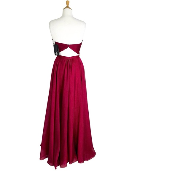 LA FEMME Strapless Prom Formal Dress Gown Cranberry Size 6 NWT - Picture 5 of 16